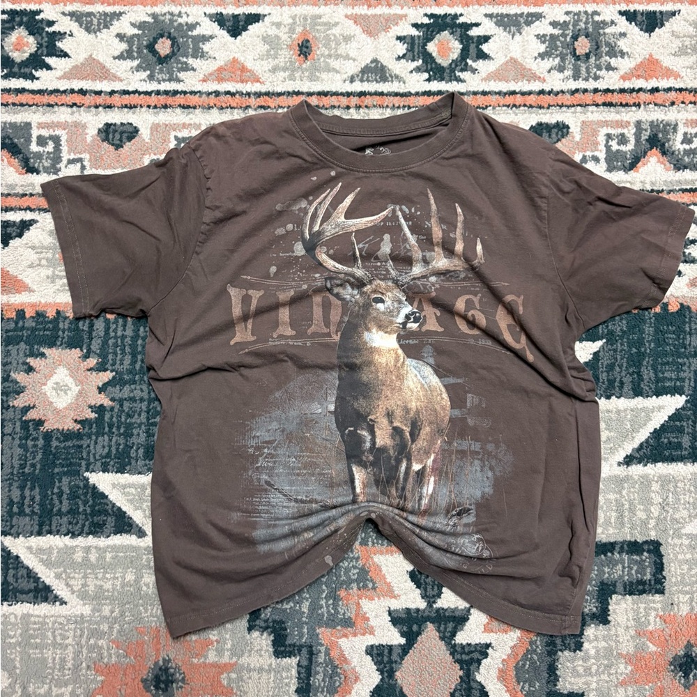 Vintage Brown Graphic Deer T-Shirt